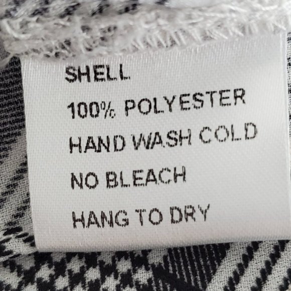 Why Dress Womens Black Plaid Ruffled Sleeve Tie Front Blouse Size L Career NWT - Picture 6 of 9